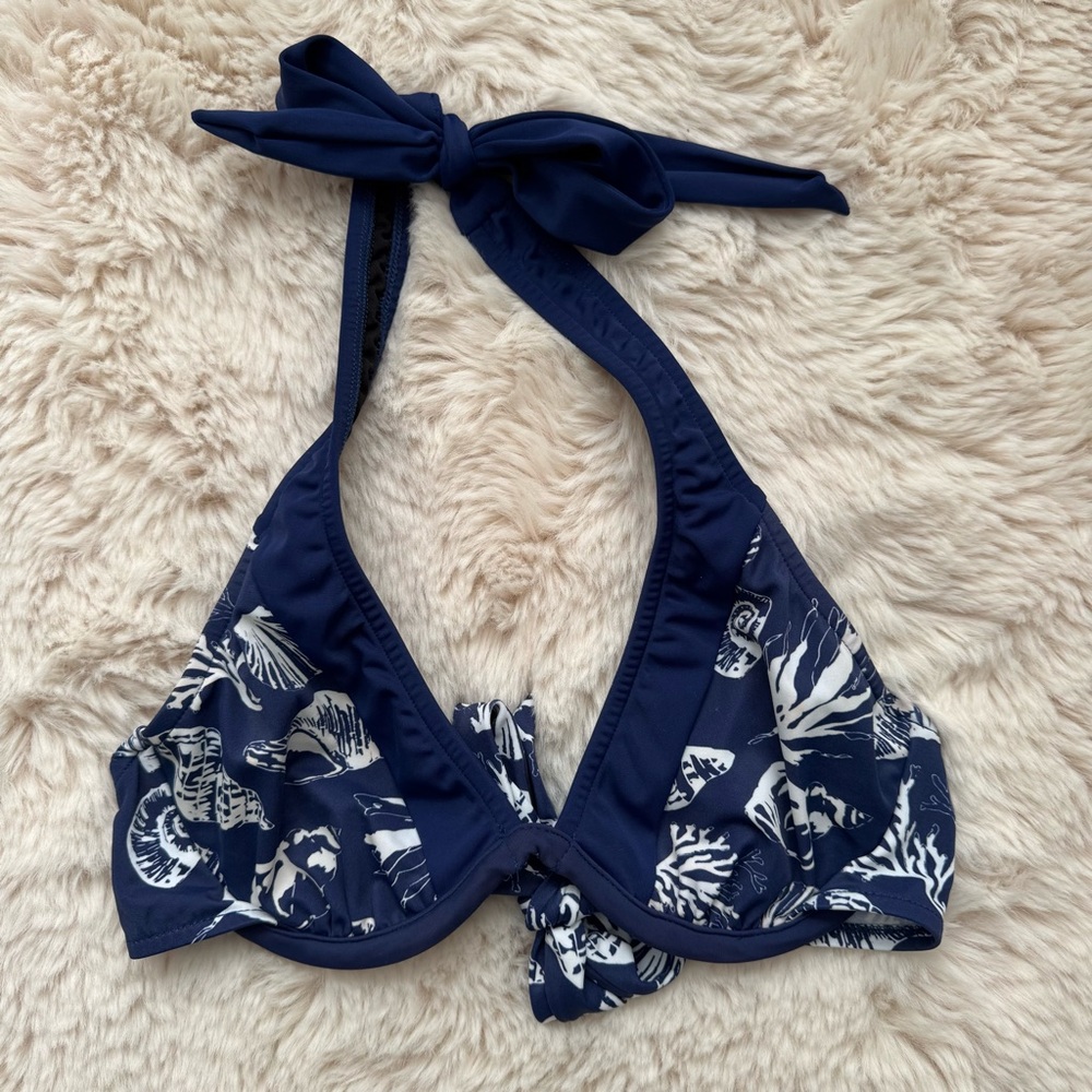Venus Navy and White Sea Shell Bikini Top